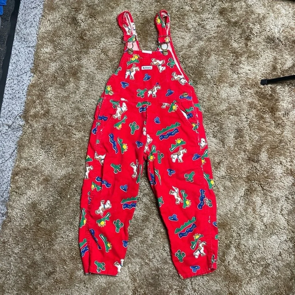 Vintage Carter's‎ Vintage Size 4 Year Old Corduroy Red Zoo Overalls